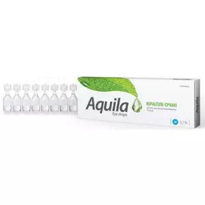 Аналоги та замінники препарату Аквіла краплі очні зволожуючі з гіалуроновою кислотою 0.1% контейнер 0.4мл №10