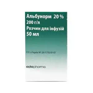 Аналоги та замінники препарату Альбунорм 20% розчин д/інф. 20 % по 50 мл у флак.