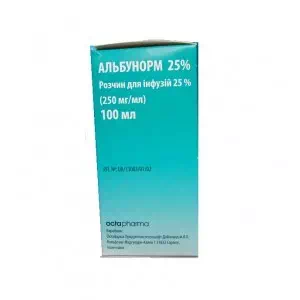 Альбунорм 25% розчин д інф.250 мг мл 50мл №1 фл.- ціни у Соледарі