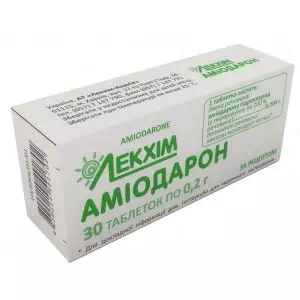 Аналоги та замінники препарату Аміодарон-ЛХ табл. 0.2г №30 (3х10)