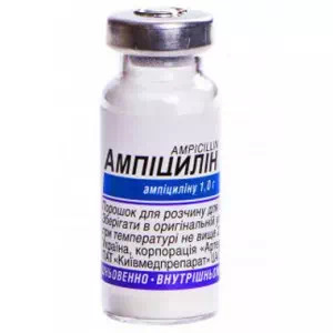 Ампициллин порошок для инъекций 1г флакон №1- цены в Днепре