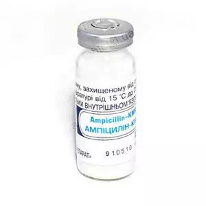 Ампициллина натриевая соль порошок для приготовления раствора для инъекций 0.5г флакон №1 КМП- цены в Днепрорудном
