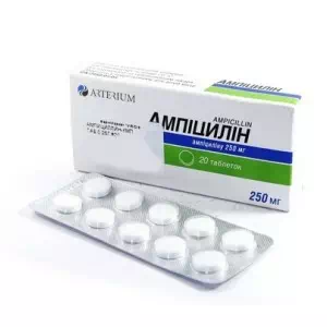 Ампициллина ТРИГИДРАТ таблетки 0,25г №20 КМП- цены в Ровно