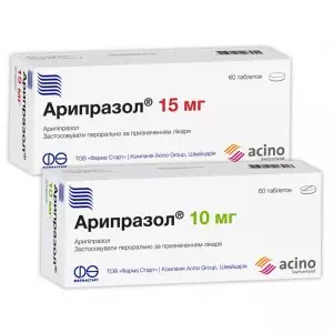 Арипразол таблетки по 10 мг №10- ціни у Херсо́ні