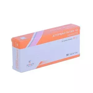Аторвастатин 10 Ананта таблетки вкриті оболонкою 10мг №30 (10х3) блістер- ціни у Славутичі