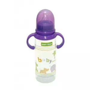 BABY TEAM Бутылочка с ручками и силиконовой соской, 250мл 0+ (фиолетовая) арт.36857&4- цены в Снятыне