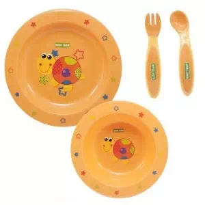 BABY TEAM Набор: тарелочка, глубокая тарелочка, ложечка и вилочка 4+ 6010_черепашка арт.36019- цены в Лимане