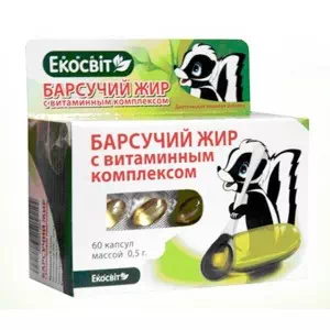 Борсуковий жир з віт. компл. капс. 300мг N60 Екосвіт- ціни у Кропивницький