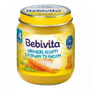 Bebivita Пюре овощное ассорти цыпленок рис 125г- цены в Вознесенске