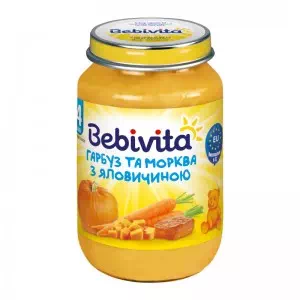 Инструкция к препарату Bebivita Пюре тыква морковь говядина 190г