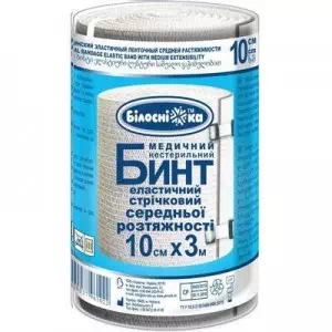 Бинт эластичный медицинский ленточный 3,0х0,10м растяжимость средняя Белоснежка- цены в Одессе