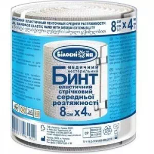 Бінт мед.еластичний ср.р. 4.0мх8см- ціни у Вознесенську