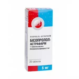 Бісопролол-Астрафарм таблетки по 5 мг №60 (10х6)- ціни у Івано - Франківську