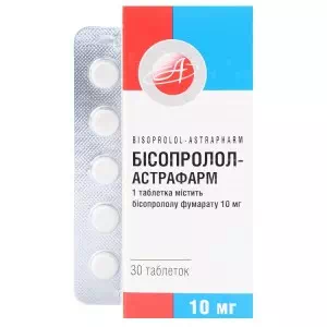Бісопролол-Астрафарм таблетки 10мг №30- ціни у Дніпрі