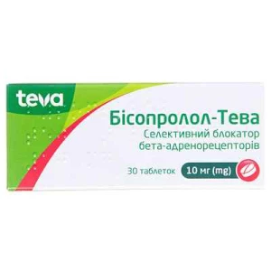 Бісопролол-Тева таблетки 10мг №30- ціни у Житомир