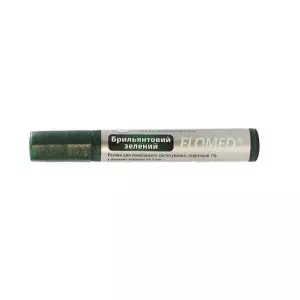 Відгуки про препарат Брильянтовий зелений розчин для зовнішнього застосування спиртової 1% флакон-олівець 3 мл