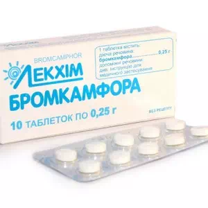 Бромкамфора таблетки 250мг №10 Лекхим- цены в Новомосковске