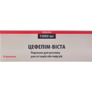 Цефепим-Виста порошок для раствора для инъекций или инфузий 1000мг флакон №10- цены в Славутиче