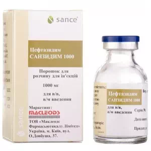 Санзидим 1000 пор. д/р-ну д/ін. 1000мг фл. №1- ціни у Світловодську