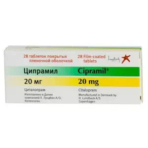 ЦИПРАМІЛ таблетки, в/плів. обол. по 20 мг №28 (14х2)- ціни у Дніпрі