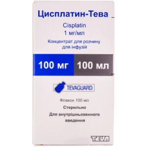 Цисплатин-Тева концентрат для приготування розчину для інфузій 1 мг мл 100 мл №1- ціни у Черкасах