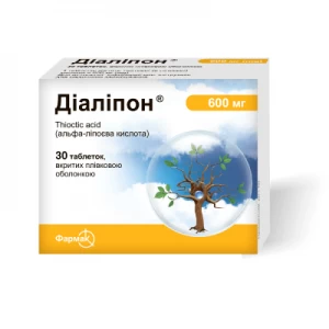 Диалипон таблетки покрыты пленочной оболочкой 600 мг №30- цены в Конотопе