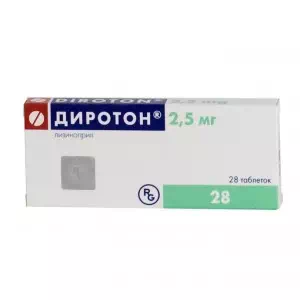 Діротон таблетки 2,5мг №28- ціни у Крижанівці