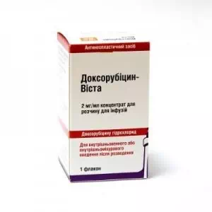 Доксорубіцин-Віста р-н д/ін. 2мг/мл по 25мл (50мг) фл. N1- ціни у Соледарі