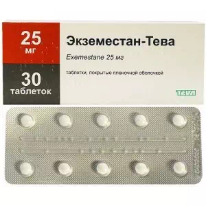 Екземестан-Тева таблетки покриті плівковою оболонкою 25мг №30 (10х3) у блістері- ціни у Києві
