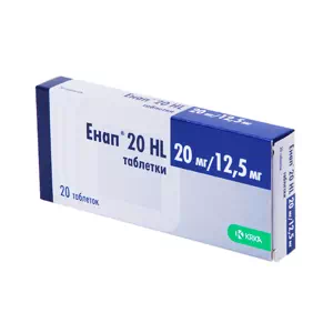Енап HL 20 таблетки 20мг+12.5мг №20- ціни у Хмільнику