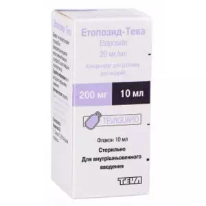 Етопозид-Тева концентрат для приготування інфузій розчину 200 мг 10 мл флакон №1- ціни у Броварах