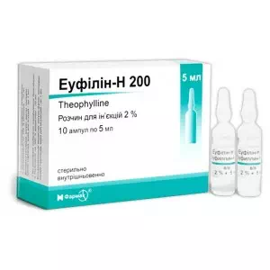 Эуфиллин-Н 200 Фармак раствор для инъекций 2% ампулы 5мл №10- цены в Днепре