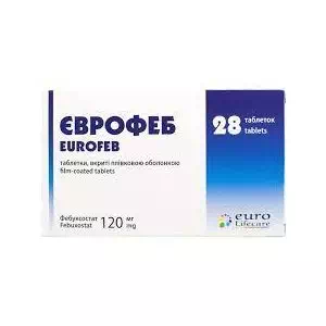 Єврофеб таблетки, в/плів. обол. по 120 мг №28- ціни у Лимані
