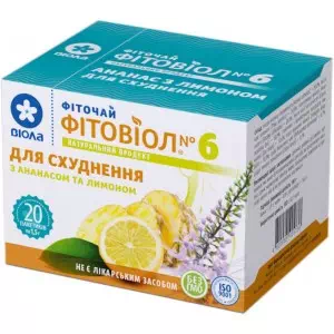 Фиточай Фитовиол N6 ананас/лимон д/похудения ф/п 1.5г N20- цены в Лимане