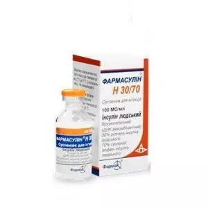 Фармасулін H 30/70 суспензія д/ін. 100 МО/мл по 5 мл №1 у флак.- ціни у Тернополі