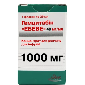 Гемцитабін Ебеве конц.д/р-ну д/інф.40мг/мл 25 мл (1000мг) фл.№1 карт кор*- ціни у Конотопі