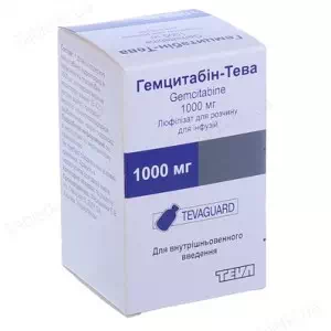 Гемцитабін Тева ліофілізований порошок для приготування розчину для інфузій 1000мг/флакон №1- ціни у Миколаїві