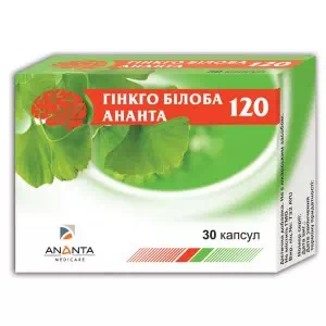 Гинкго билоба Ананта 120 капс.120мг №30 диет.доб.- цены в Днепре
