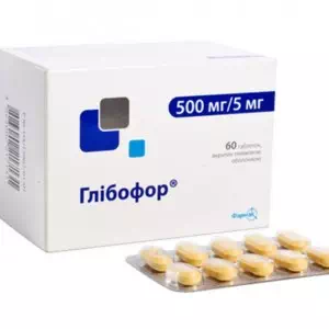 Глібофор таблетки 500мг/5мг №60- ціни у Тернополі