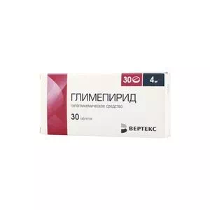 Глімепірид-КВ таблетки по 4 мг №30 (10х3)- ціни у Сумах