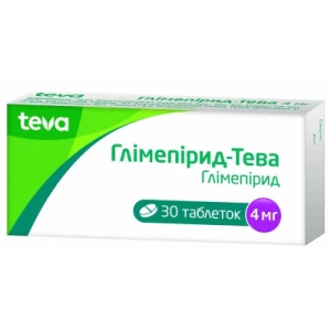 Глимепирид-Тева таблетки по 4 мг №30 (10х3)- цены в Днепре