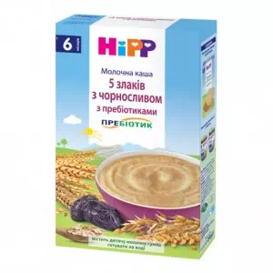 HIPP каша молочна 5 злаків з чорносливом з пробіотиками 250г- ціни у Коломиї