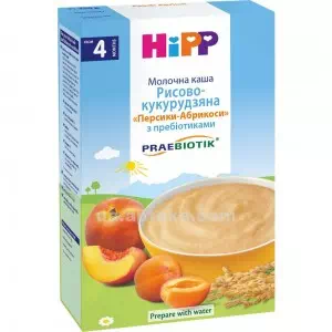 HIPP Каша молочна органіч.рісово-кукурудзяна персик-абрикос з пребіотиками 250г- ціни у Дніпрі