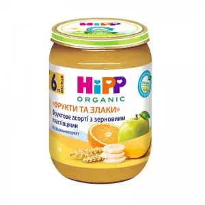 HIPP Пюре Фруктове асорті з зерновими пластівцями 190г- ціни у Львові