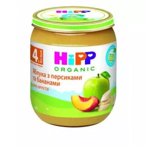 HIPP Пюре фруктовое Бананы и персики в яблочном пюре 125г- цены в Кривой Рог