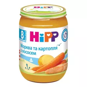 HIPP Пюре Морква і картопля з лососем 190г- ціни у Хмельницькому