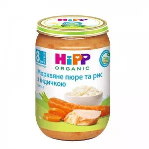 HIPP Пюре морквяне і рис з індичкою 220г- ціни у Хмельницькому