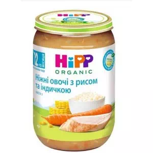 HIPP Пюре Ніжні овочі з рисом і яловичиною 220г- ціни у Добропіллі