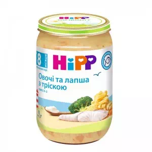 HIPP Пюре Овочі та локшина з тріскою 220г- ціни у Павлограді