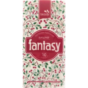 Хустинки паперові Fantasy три шари з ароматом вишня №10- ціни у Кременчуці